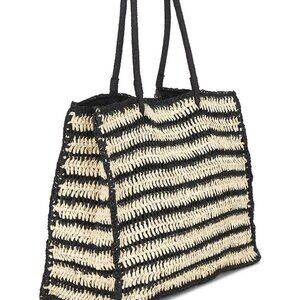 BTB Los Angeles Torino Tote in Natural & Black beach bag purse